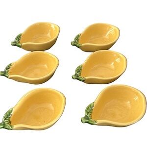 Perfect Pear Ceramic  sauce or dessert dishes Set 6 Yellow
